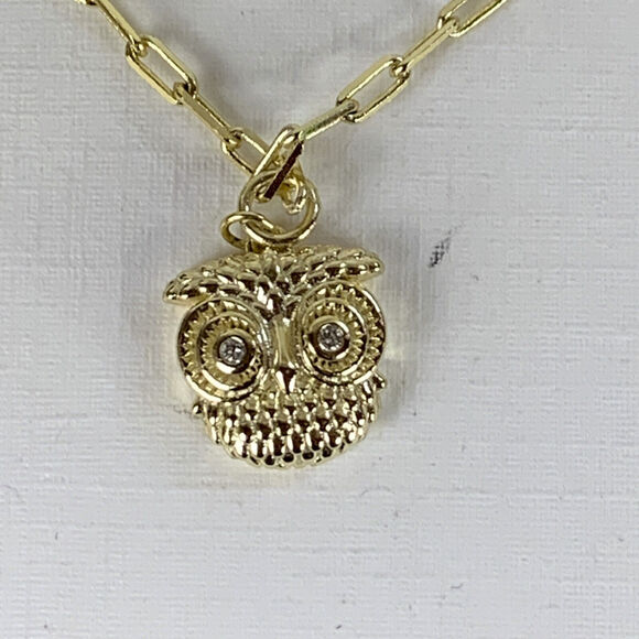 PAIGE HARPER Necklace Gold Tone Cubic Zirconia Fine Silver-Plated Owl Pendant - Picture 6 of 8